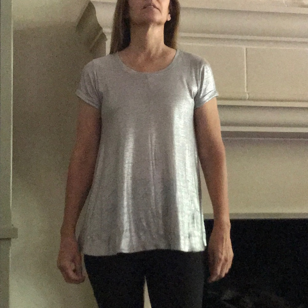 Silver metallic tee shirt/tunic